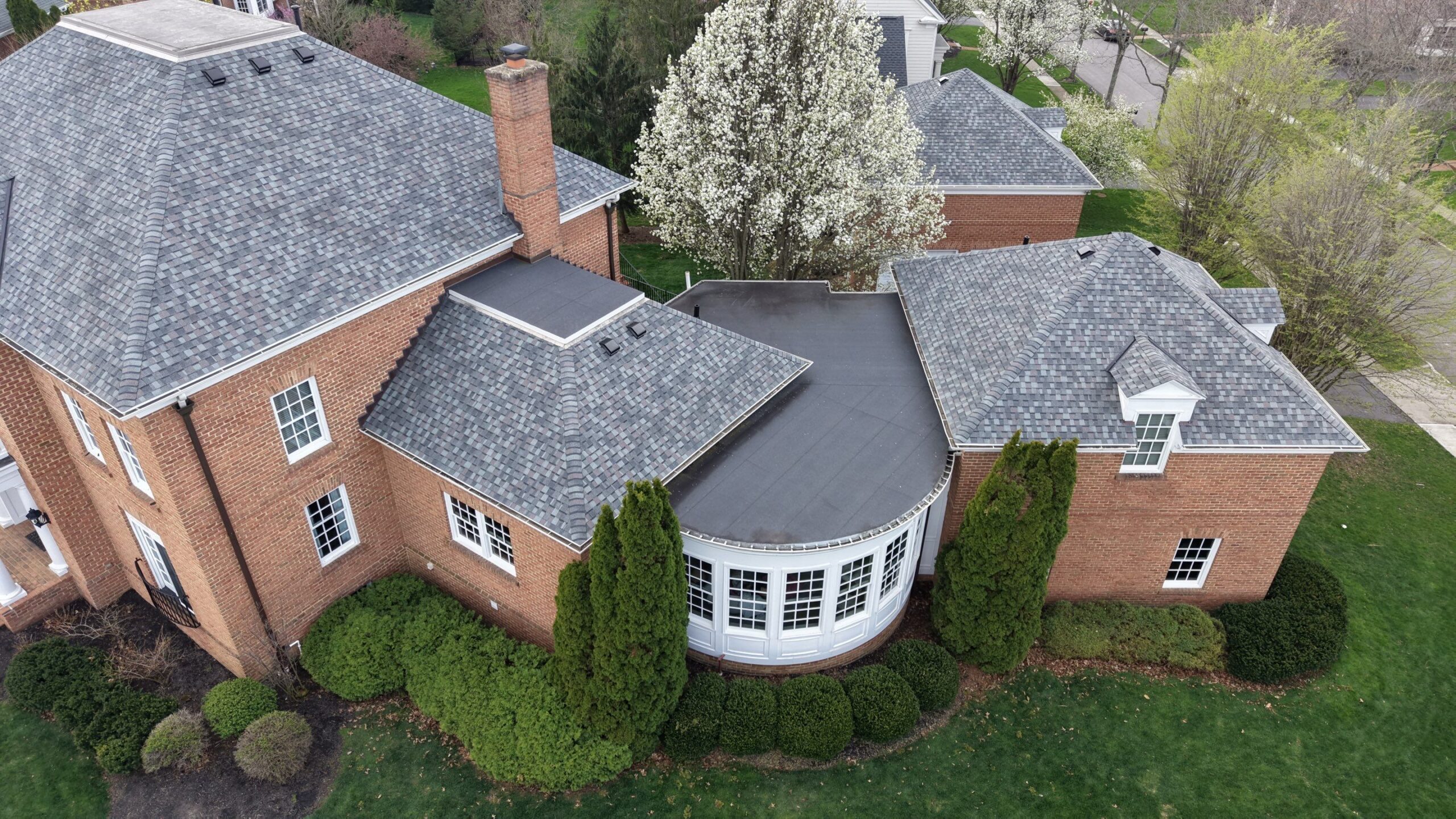 Close view of a residential roofing project completed by Newman Roofing